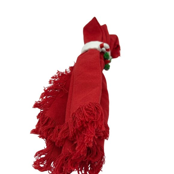 Napkin Rings Candy Cane Christmas Porcelain Set Of 8 Holiday Table Fun Canes - Picture 4 of 4